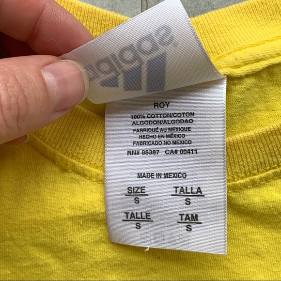 Adidas Danger Yellow Black Tee Top t-Shirt Shirt - Picture 10 of 15